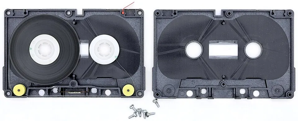 Context photograph: Verbatim DC30 data storage cassette teardown; operations context, not an identified product or supplier on this page.