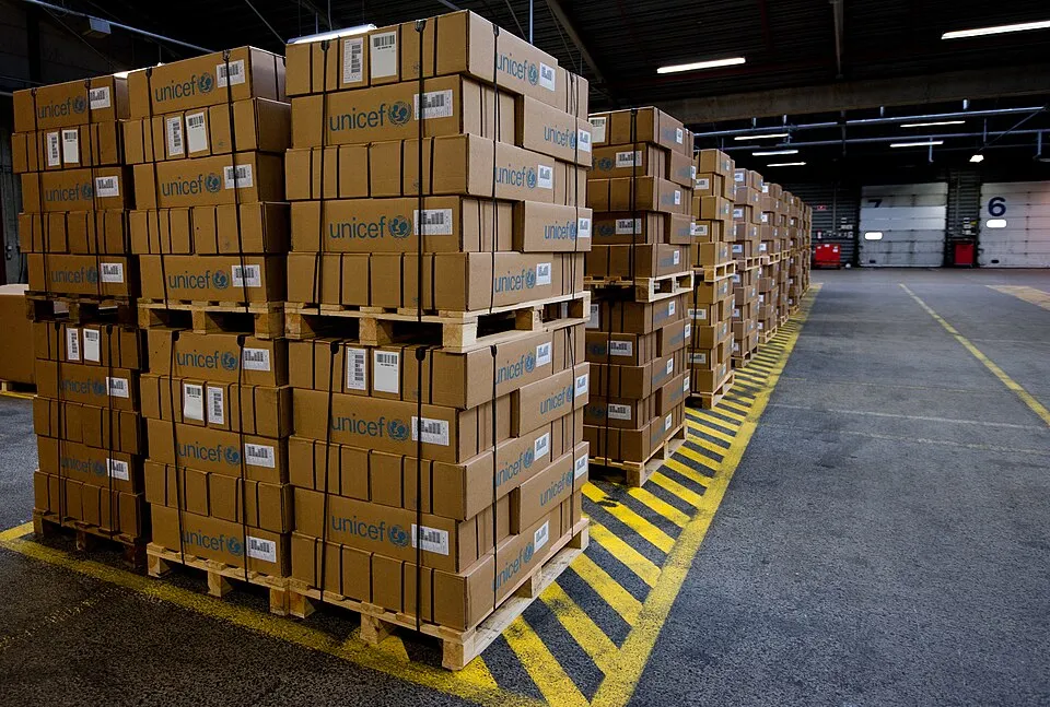 Context photograph: UNICEF pallets 02; operations context, not an identified product or supplier on this page.