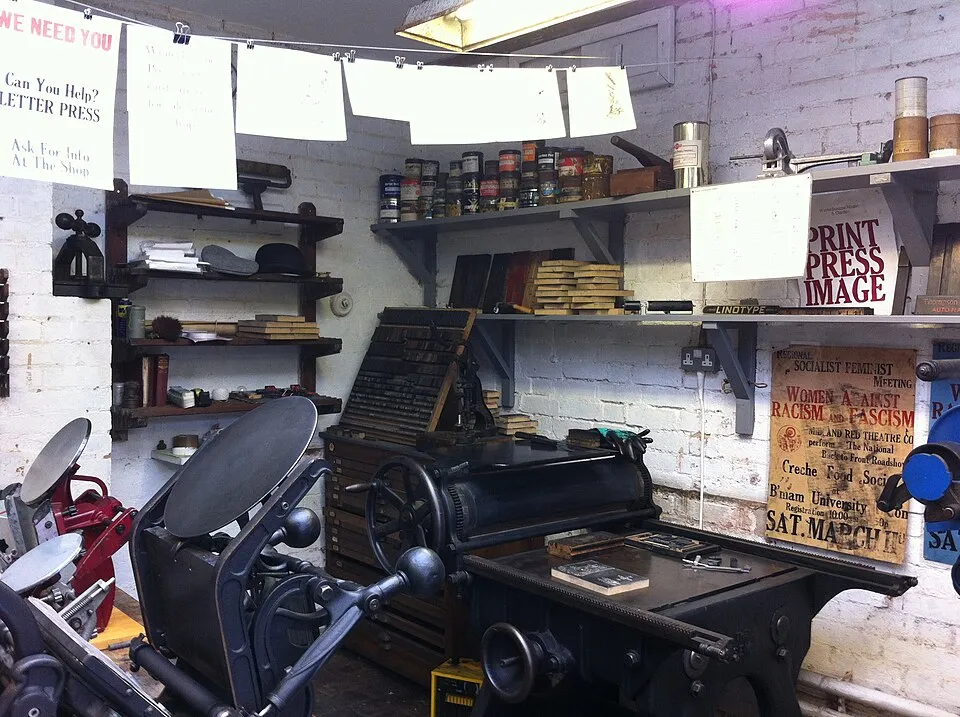 Context photograph: Printing Workshop, Winterbourne House - geograph.org.uk - 6837980; printing context, not an identified product or supplier on this page.