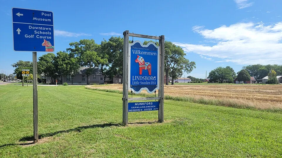 Context photograph: Entrance Sign and Wayfinding - Lindsborg KS; signage context, not an identified product or supplier on this page.