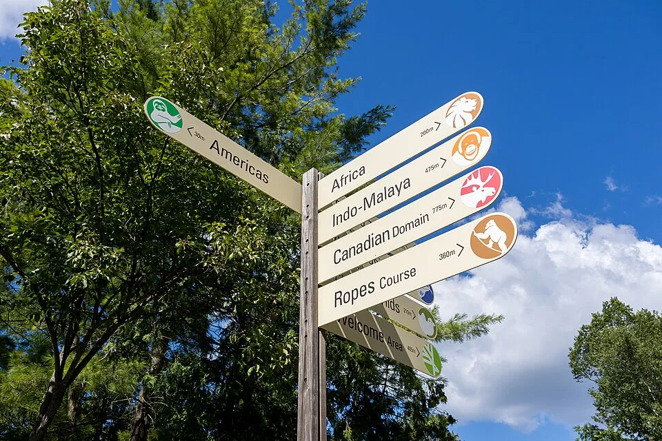 Context photograph: Directional Signage at the Toronto Zoo, July 30 2026; signage context, not an identified product or supplier on this page.