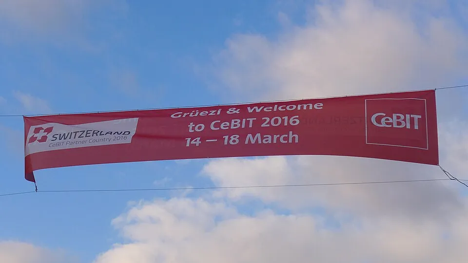 Context photograph: Street banner CeBIT 2016; events context, not an identified product or supplier on this page.