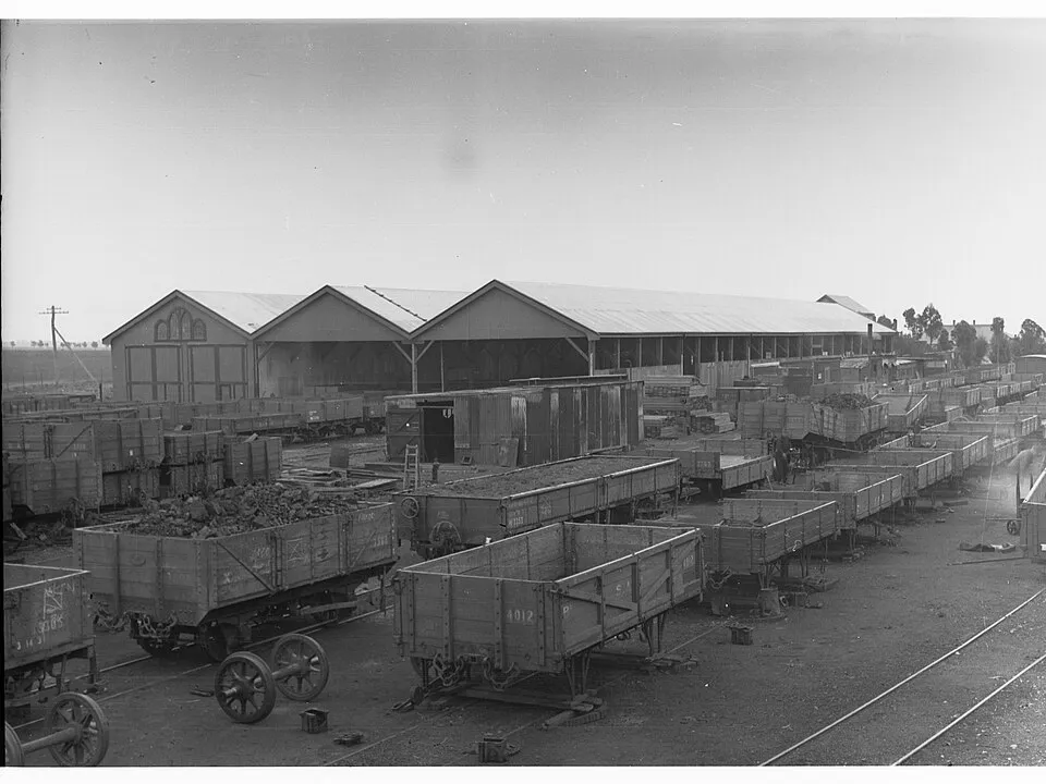 Context photograph: Wagon repair workshop, Peterborough railway yards, South Australia (GN12181); operations context, not an identified product or supplier on this page.
